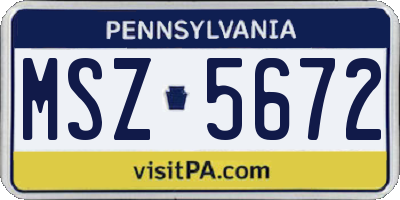PA license plate MSZ5672