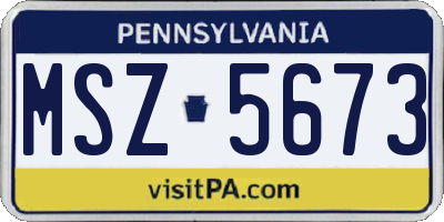 PA license plate MSZ5673