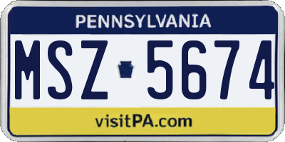 PA license plate MSZ5674