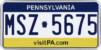 PA license plate MSZ5675