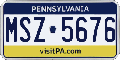 PA license plate MSZ5676