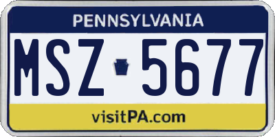 PA license plate MSZ5677