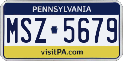 PA license plate MSZ5679