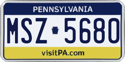 PA license plate MSZ5680