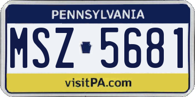 PA license plate MSZ5681