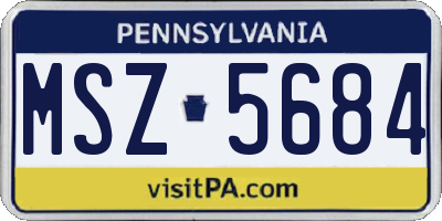 PA license plate MSZ5684