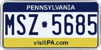 PA license plate MSZ5685