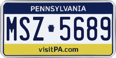 PA license plate MSZ5689
