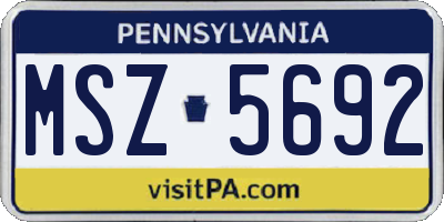 PA license plate MSZ5692