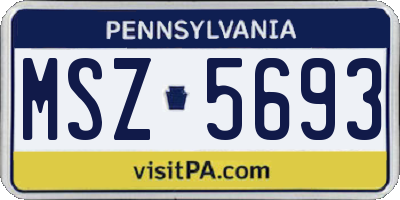 PA license plate MSZ5693