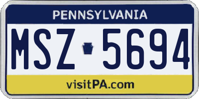 PA license plate MSZ5694