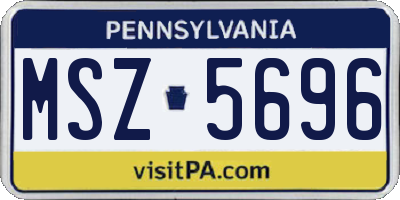 PA license plate MSZ5696