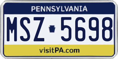PA license plate MSZ5698