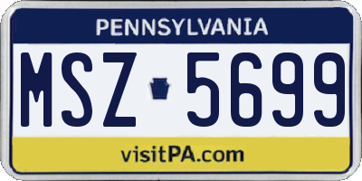 PA license plate MSZ5699