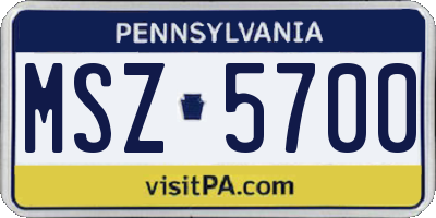 PA license plate MSZ5700