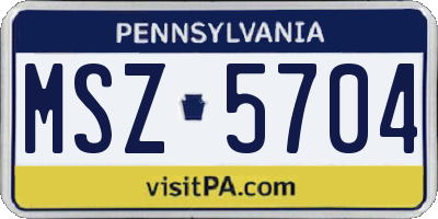 PA license plate MSZ5704