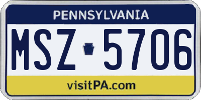 PA license plate MSZ5706