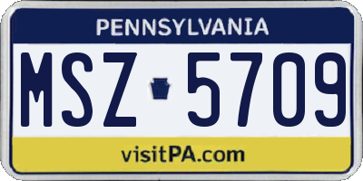 PA license plate MSZ5709