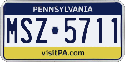 PA license plate MSZ5711