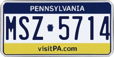 PA license plate MSZ5714