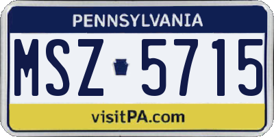 PA license plate MSZ5715