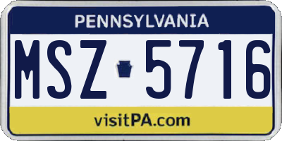 PA license plate MSZ5716