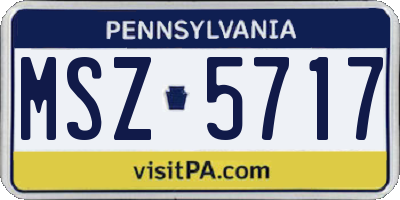 PA license plate MSZ5717