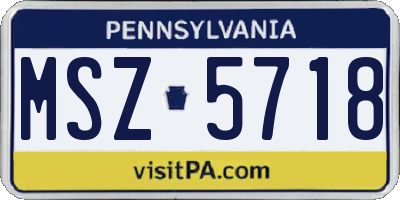 PA license plate MSZ5718
