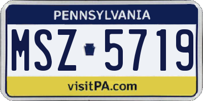 PA license plate MSZ5719