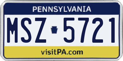 PA license plate MSZ5721