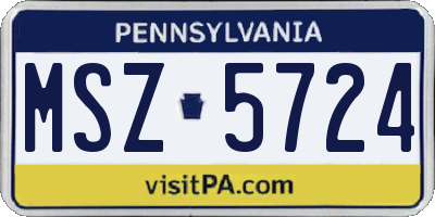 PA license plate MSZ5724