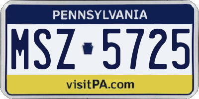 PA license plate MSZ5725