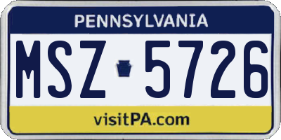PA license plate MSZ5726