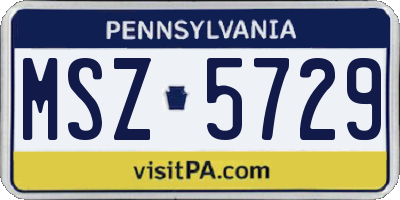 PA license plate MSZ5729