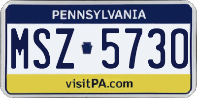 PA license plate MSZ5730