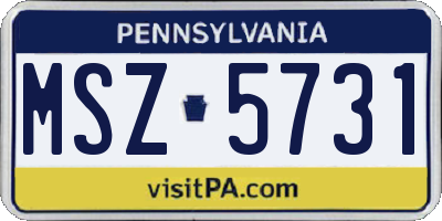 PA license plate MSZ5731
