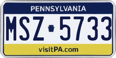 PA license plate MSZ5733
