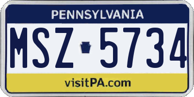 PA license plate MSZ5734
