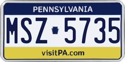 PA license plate MSZ5735