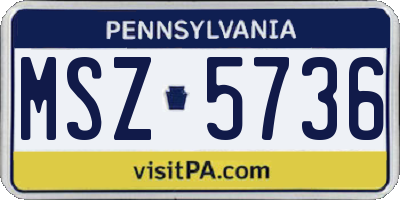 PA license plate MSZ5736