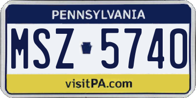 PA license plate MSZ5740