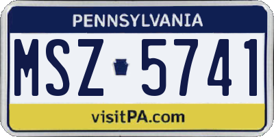 PA license plate MSZ5741