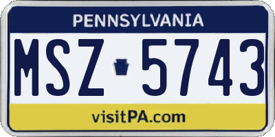 PA license plate MSZ5743