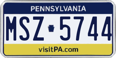 PA license plate MSZ5744