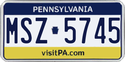 PA license plate MSZ5745