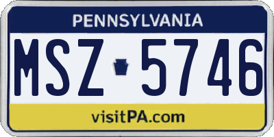 PA license plate MSZ5746