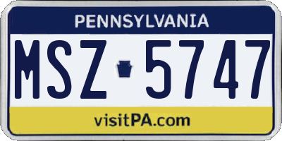 PA license plate MSZ5747