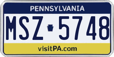 PA license plate MSZ5748