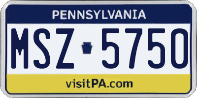 PA license plate MSZ5750