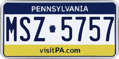 PA license plate MSZ5757